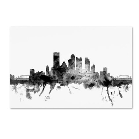 TRADEMARK FINE ART Michael Tompsett 'Pittsburgh PA Skyline B&W' Canvas Art, 12x19 MT1011-C1219GG